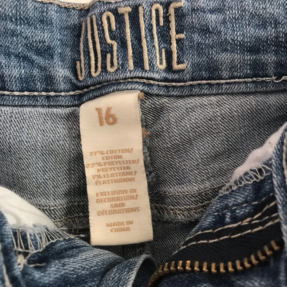 Justice Girls White Pink & Blue Cutoff jean Shorts 16
